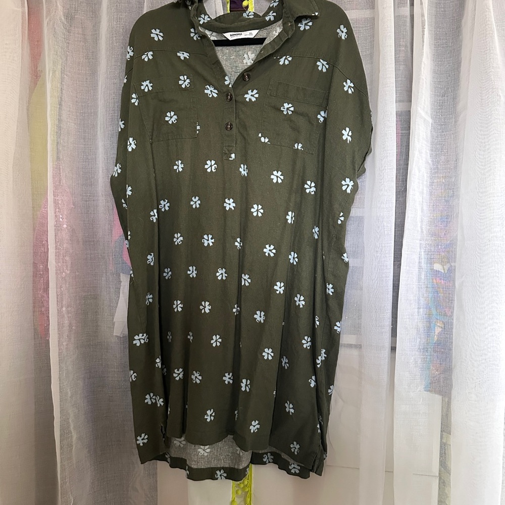 Green Floral Button-Up Shirt